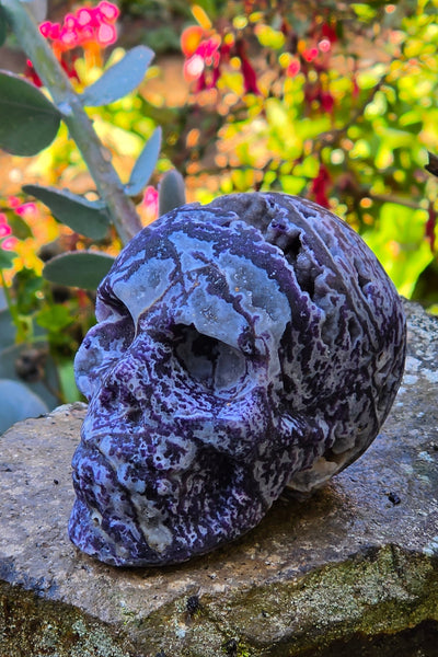Purple Druzy Sphalerite Skull — One of a Kind
