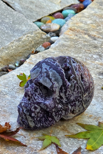 Purple Druzy Sphalerite Skull — One of a Kind