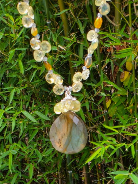 Labradorite, Grossular Garnet & Opal Necklace  NBK4426