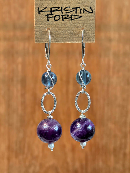 Amethyst & Blue Fluorite Earrings  EBL8326