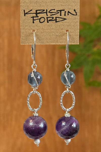 Amethyst & Blue Fluorite Earrings  EBL8326