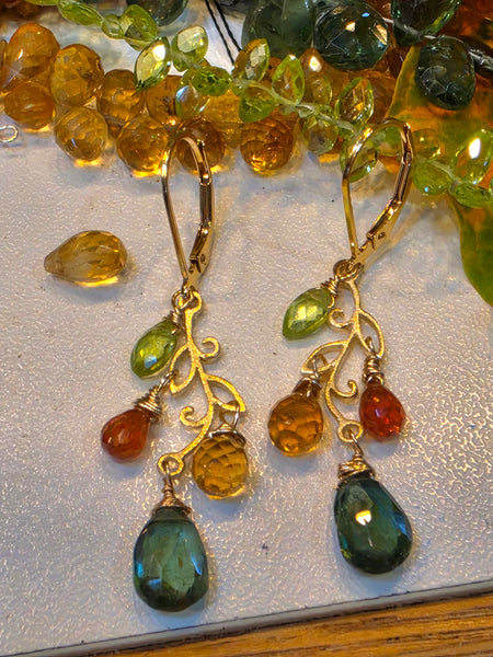 Green Apatite, Citrine, Hessonite & Peridot Earrings  EWH7426G
