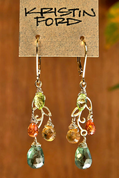 Green Apatite, Citrine, Hessonite & Peridot Earrings  EWH7426G