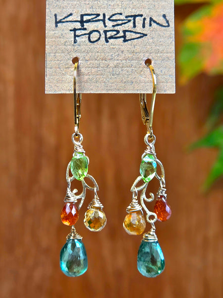 Green Apatite, Citrine, Hessonite & Peridot Earrings  EWH7426G