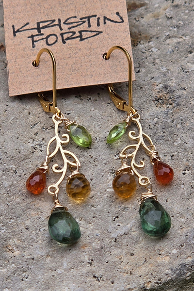 Green Apatite, Citrine, Hessonite & Peridot Earrings  EWH7426G