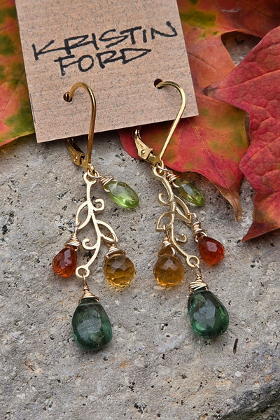 One of a Kind GF) Hessonite, Green Apatite, Peridot & Citrine Necklace