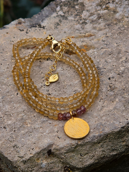 GF) Turkish Coin with Citrine and Color Change Garnet  NBR4026G