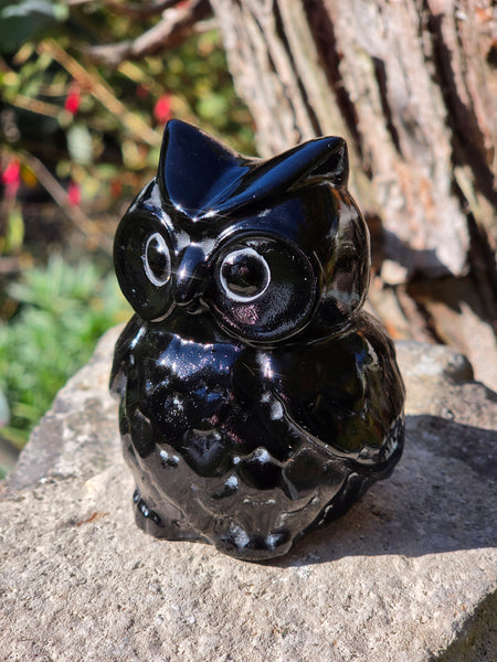 Gemstone Owls — Garnet, Sodalite, Black Obsidian & Que Sera