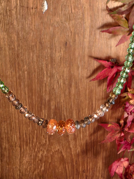 Sunstone, Andalusite, Green Apatite, Peach Moonstone & Smoky Quartz Necklace NWH7726