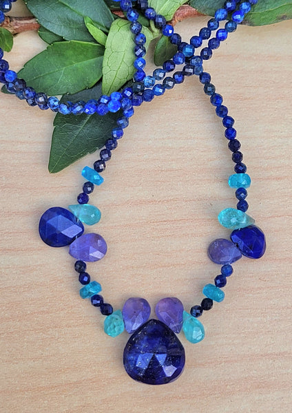 Lapis Lazuli, Sapphire & Tanzanite Earrings EBL7019