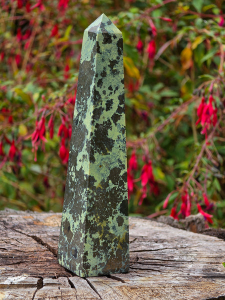 Pyrite in Serpentine Obelisk