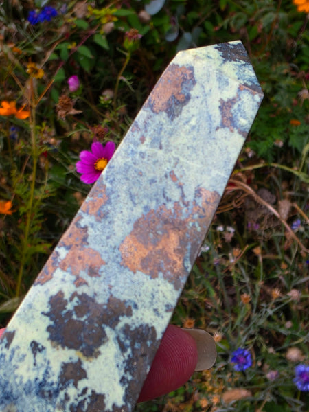 Pyrite in Serpentine Obelisk
