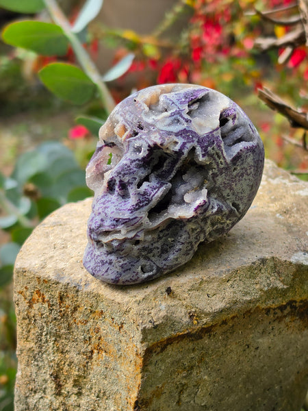 Purple Druzy Sphalerite Skull — One of a Kind