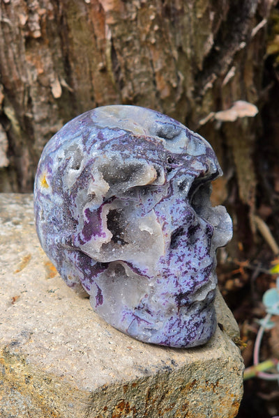 Purple Druzy Sphalerite Skull — One of a Kind