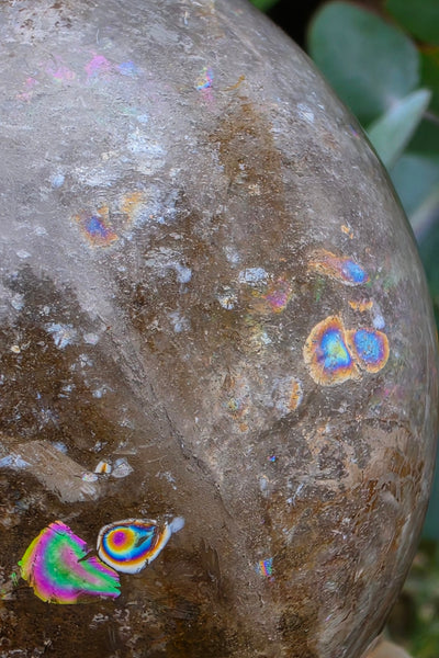 Smoky Quartz Sphere with Dendritic Inclusions & Rainbows — One of a Kind