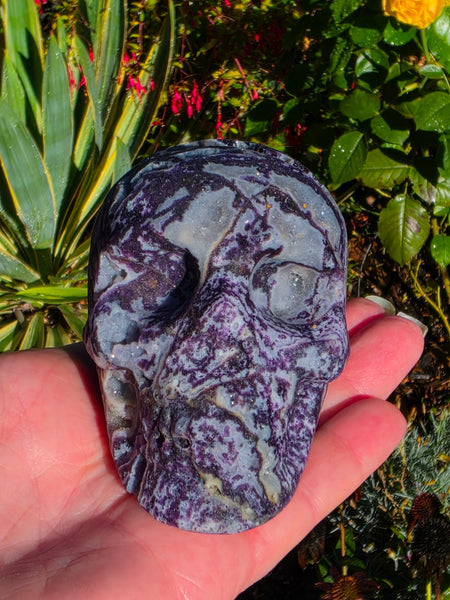 Purple Druzy Sphalerite Skull — One of a Kind