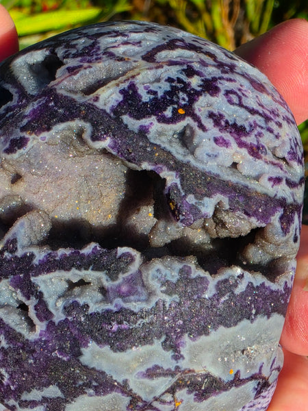 Purple Druzy Sphalerite Skull — One of a Kind
