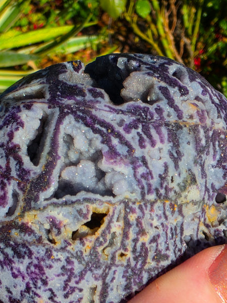 Purple Druzy Sphalerite Skull — One of a Kind