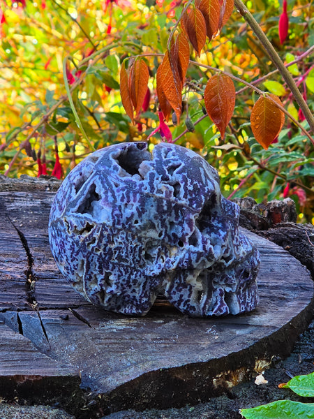 Purple Druzy Sphalerite Skull — One of a Kind