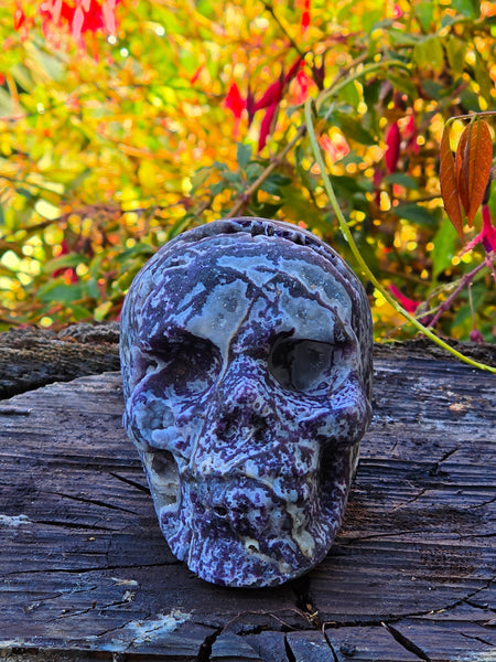 Purple Druzy Sphalerite Skull — One of a Kind