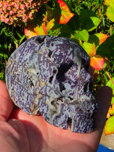 Purple Druzy Sphalerite Skull — One of a Kind