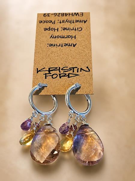 Ametrine, Citrine, Amethyst & Color Change Garnet Earrings  EWH4826