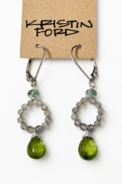 Peridot, Labradorite & Green Kyanite Earrings  EGR0726