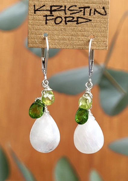Rainbow Moonstone, Chrome Diopside & Peridot Necklace NWH3923