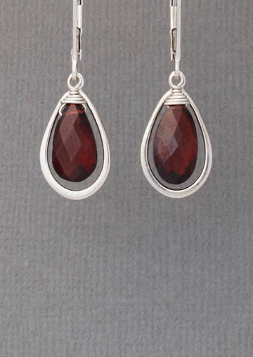 Framed Garnet Earrings ERD2518(G)  Sterling Silver OR 14k GF