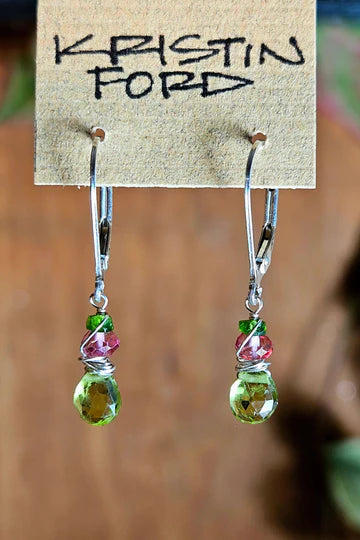 One of a Kind Peridot, Pink Tourmaline & Tsavorite Garnet Necklace