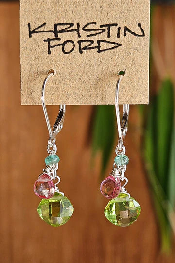 Peridot, Strawberry Quartz, Pink Tourmaline, Rhodolite & Green Apatite Necklace  NWH6026