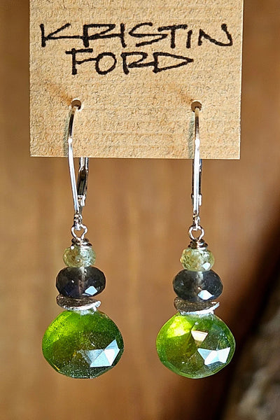 One of a Kind Vesuvianite, Labradorite & Green Apatite Necklace