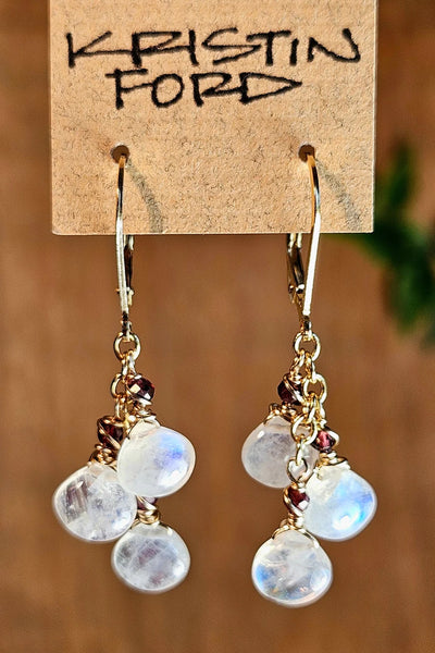 GF) Rainbow Moonstone & Garnet Necklace  NWH6626G