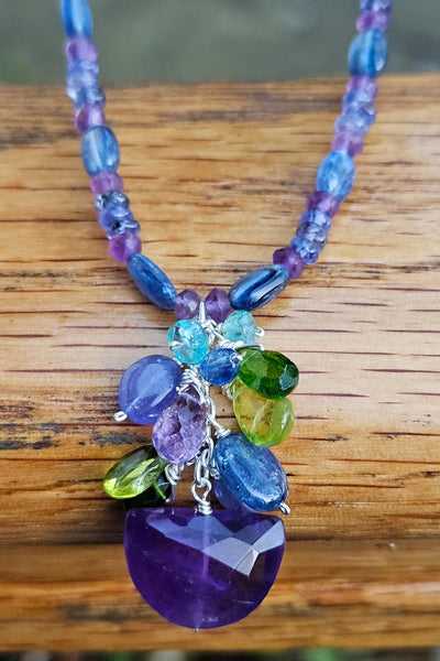 Amethyst, Kyanite & Tsavorite Earrings  EBL6425