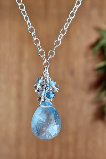 Moss Aquamarine, Smoky Quartz, Andalusite, Blue Topaz & Apatite Earrings EBL7725