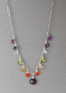 Rainbow Chakra Necklace NWH3317(G)  AVAILABLE IN STERLING SILVER & 14K GF