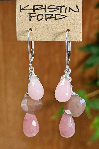 Pink Opal & Chocolate Moonstone Earrings  ERD0924