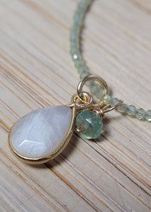 Rainbow Moonstone, Peridot & Green Apatite Necklace NWH1318G