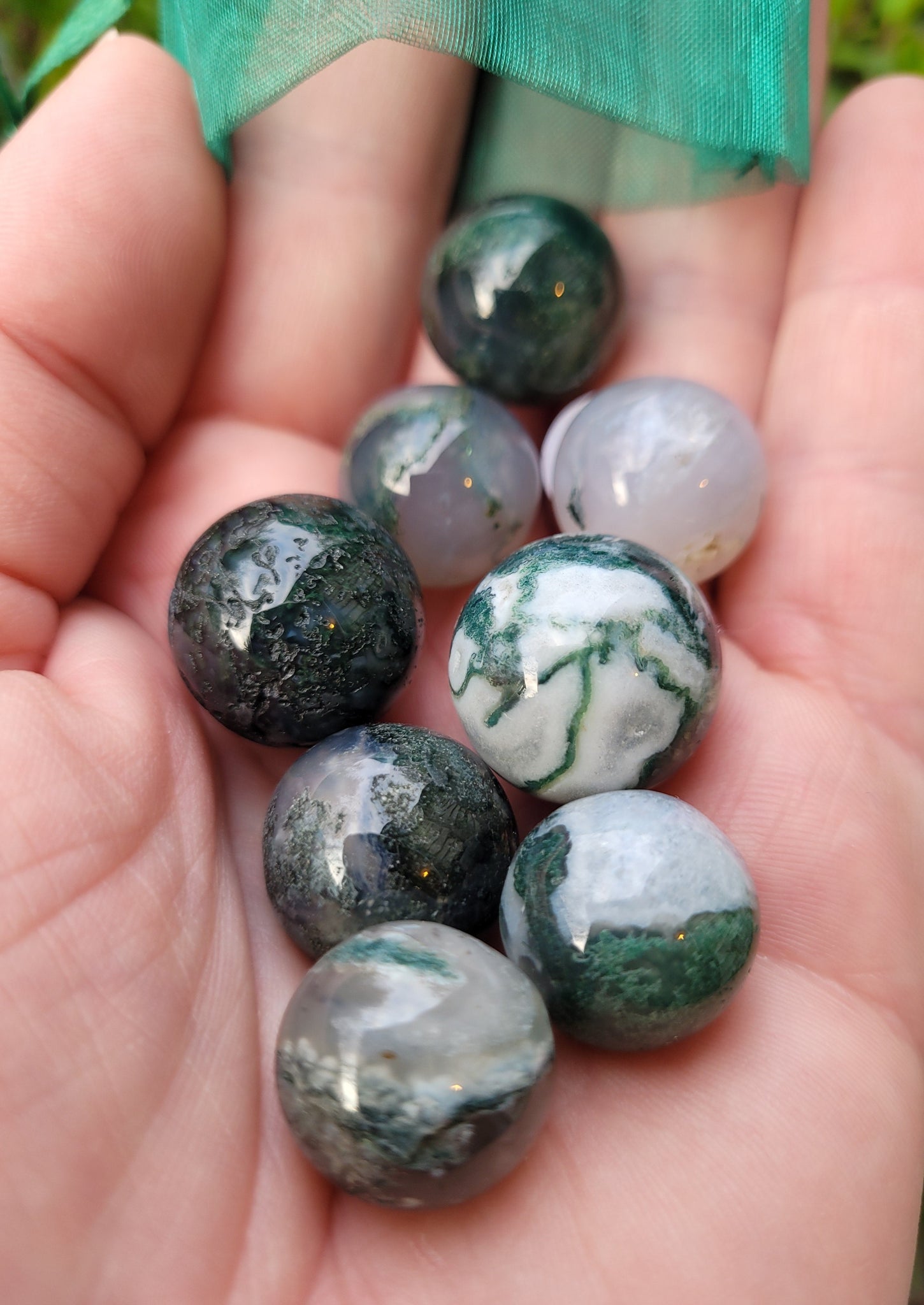Moss Agate Mini Sphere Bundle