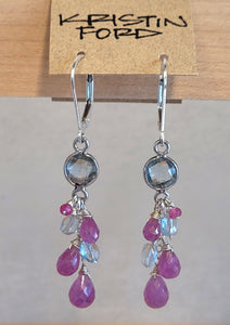 Ruby, Aquamarine & Blue Topaz Earrings EWH1522