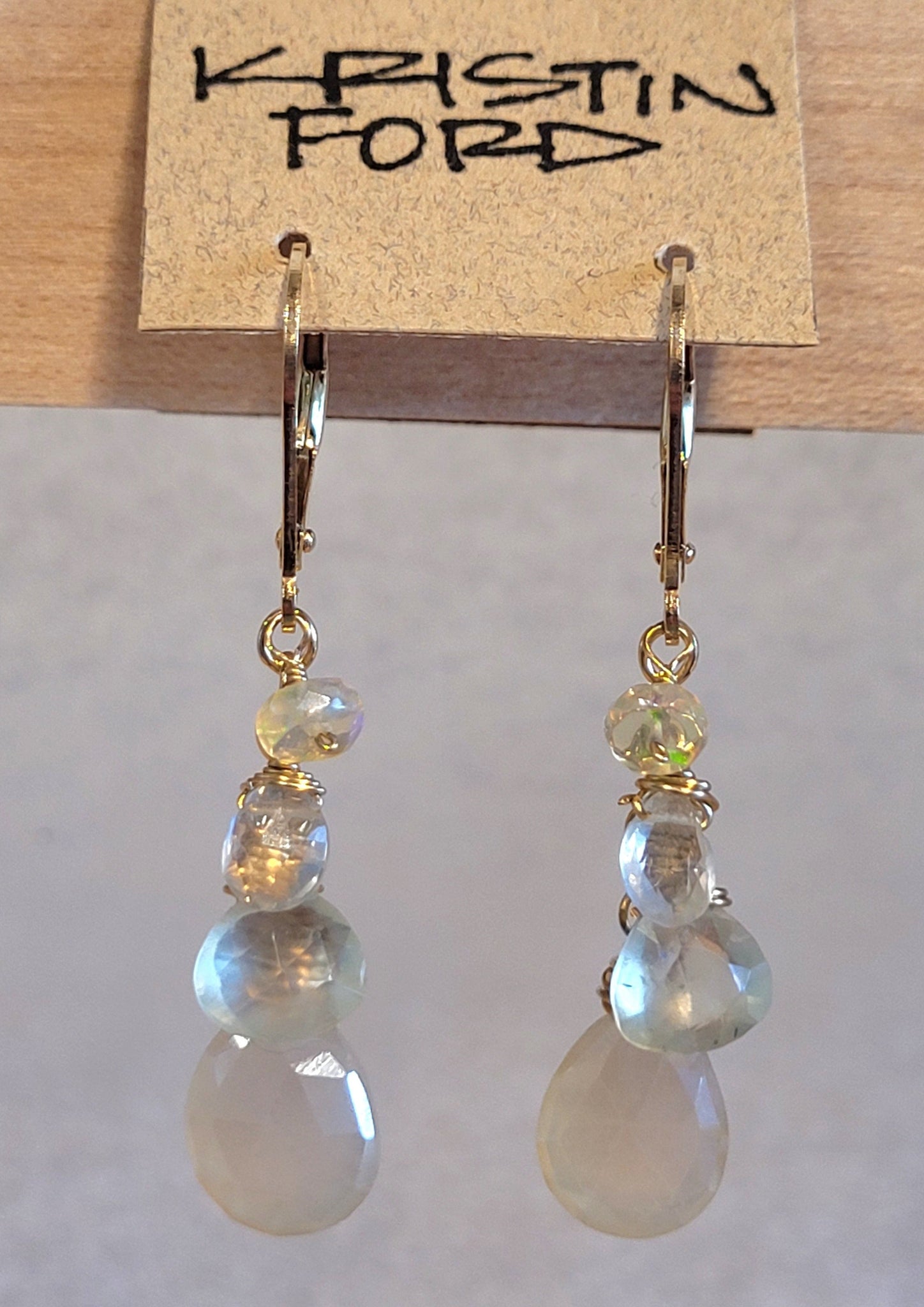 Moonstone, Prehnite & Opal Earrings EWH1322G