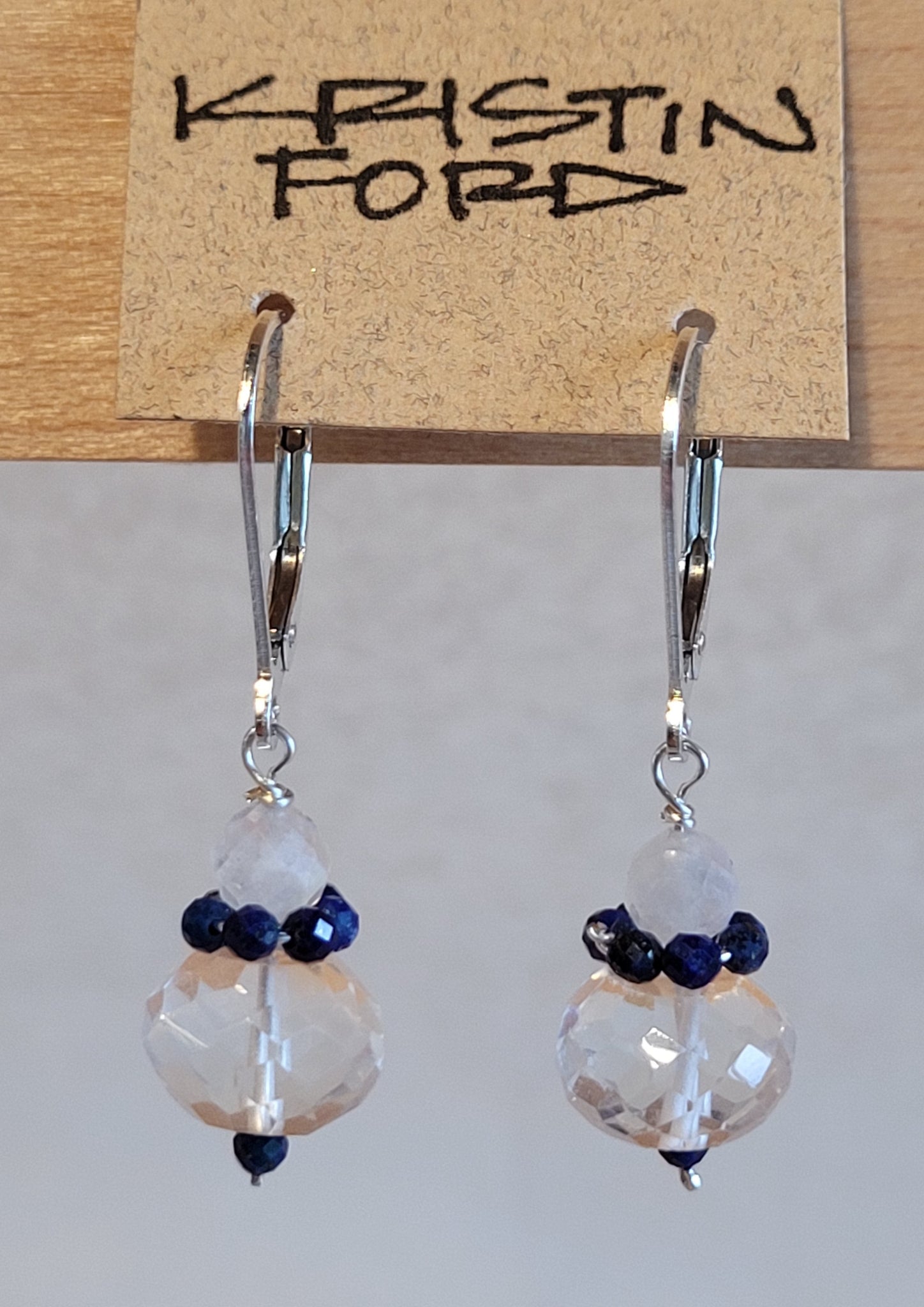 Quartz, Lapis Lazuli & Rainbow Moonstone Earrings EWH1722