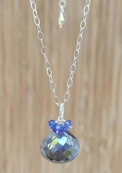 Silver Moonstone & Tanzanite Floating Necklace NBK1322