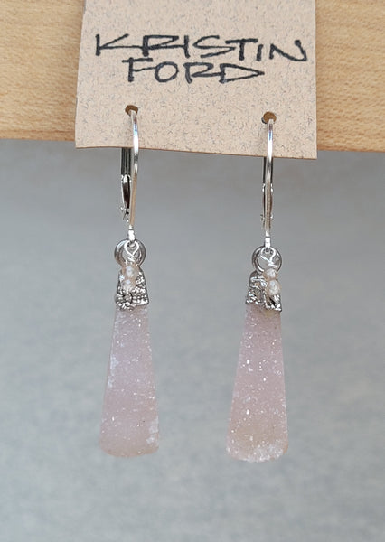 Blush Druzy Agate & Pastel Sapphire Earrings EWH1223