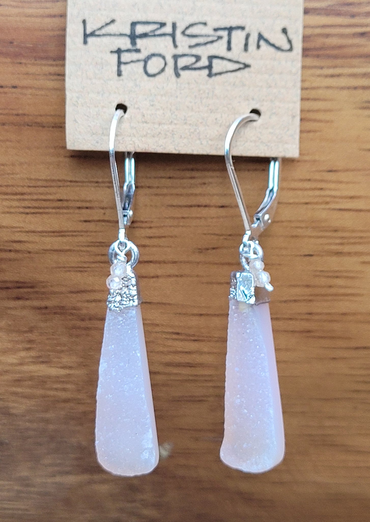 Blush Druzy Agate & Pastel Sapphire Earrings EWH1223