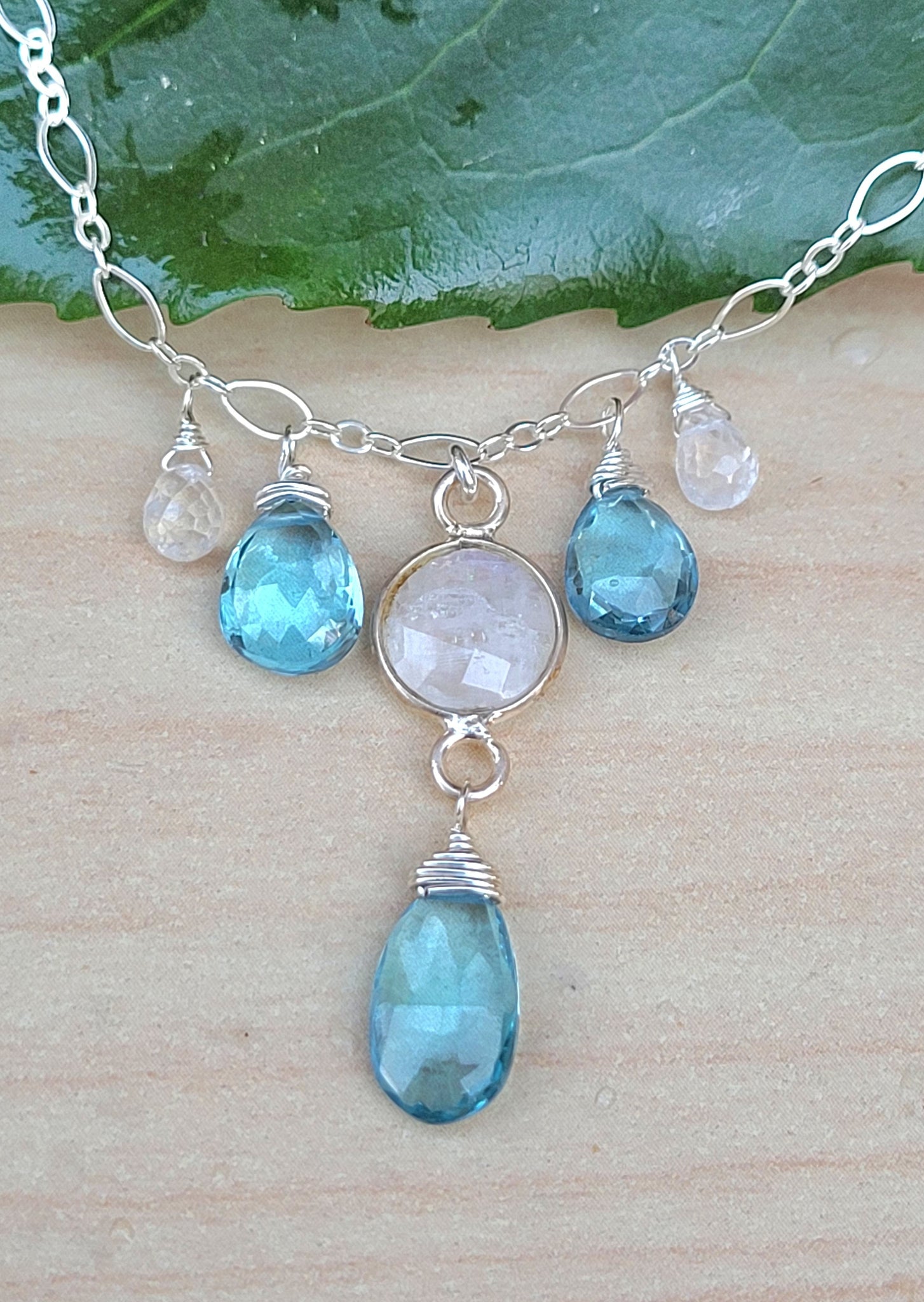 London Blue Topaz & Rainbow Moonstone Necklace NBL7122