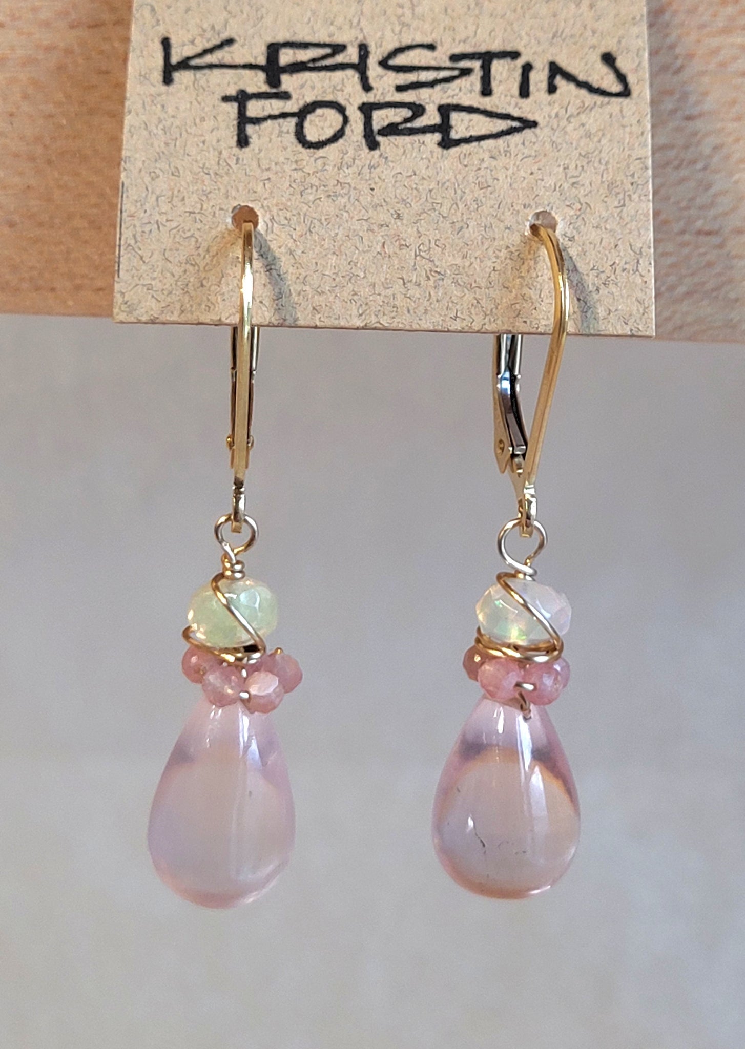 Rose Quartz, Opal & Rhodochrsite Earrings ERD0423G