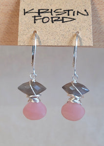 Pink Opal & Silver Moonstone Earrings ERD0323