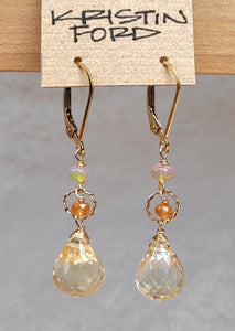 Citrine, Spessartite & Opal Earrings EBR0823G