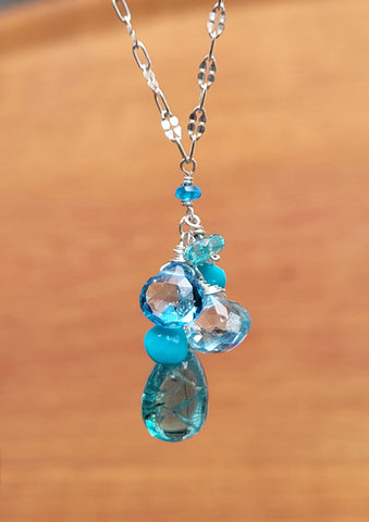 Apatite, Blue Topaz & Sleeping Beauty Turquoise Necklace NBL2123